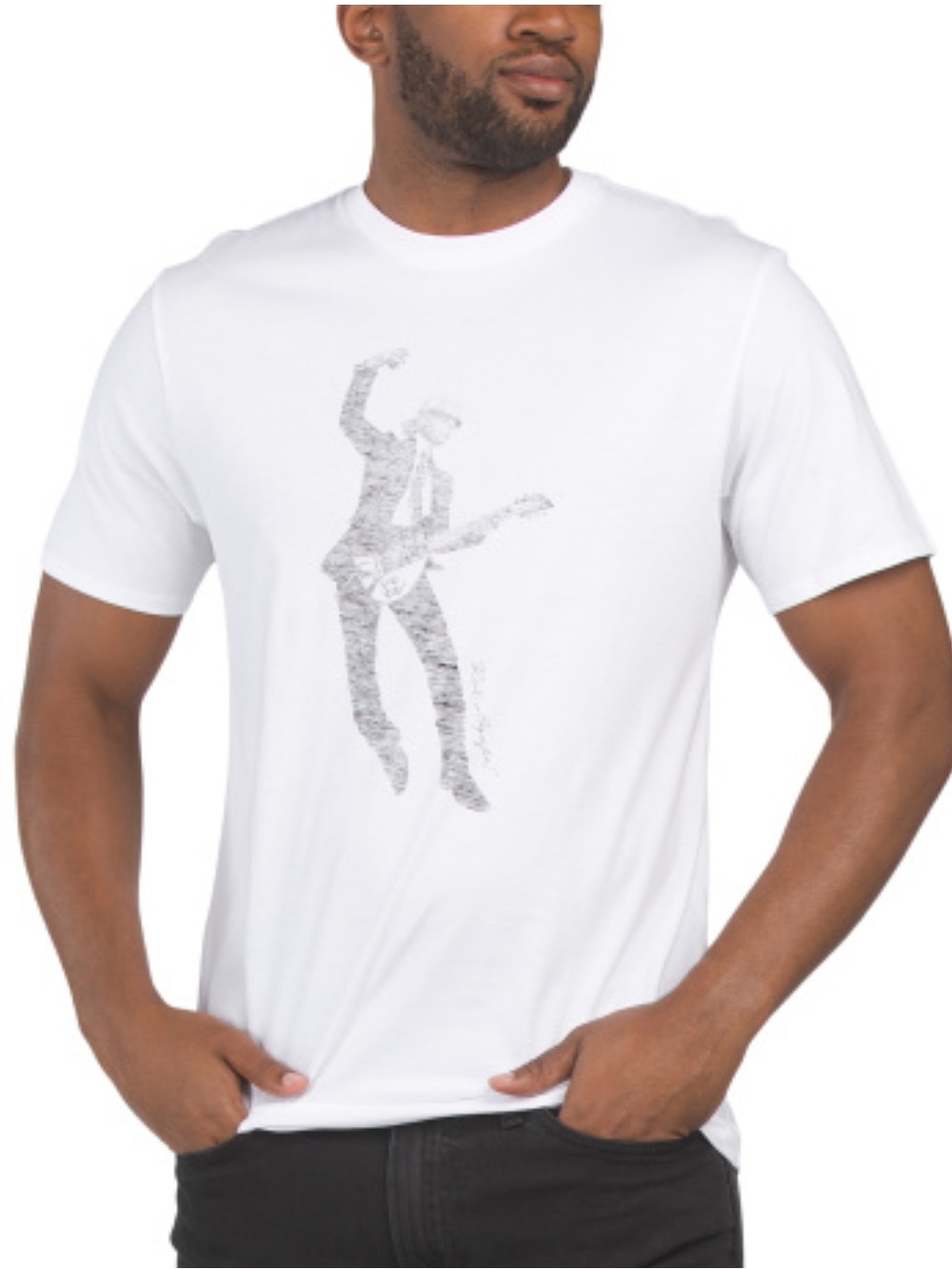 Karl Lagerfeld White Guitar Man Graphic T-Shirt Size XL